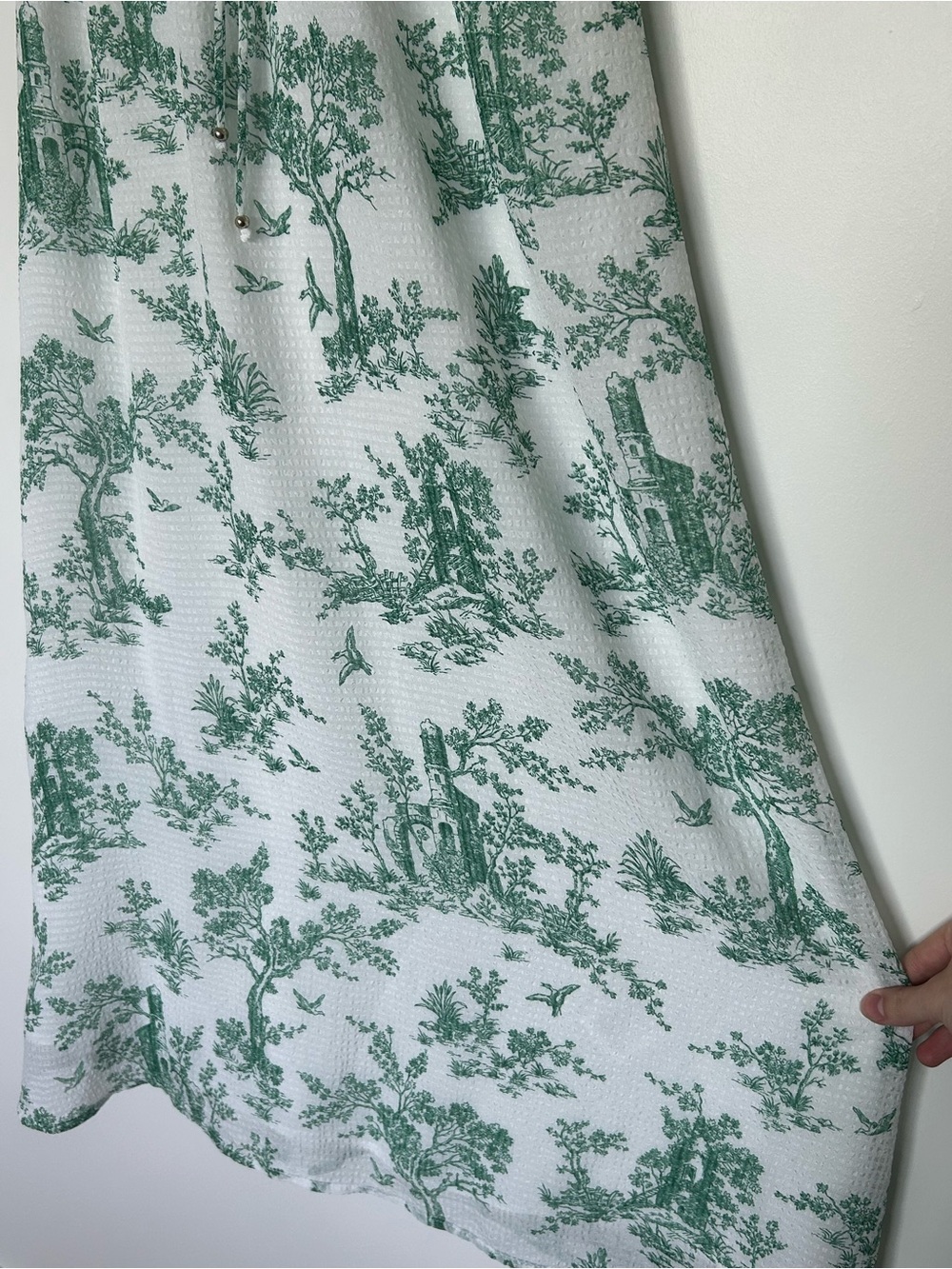 2 for 10$ ☀️ Flounce sleeves green landscape print maxi dress sz4 - Picture 8 of 16